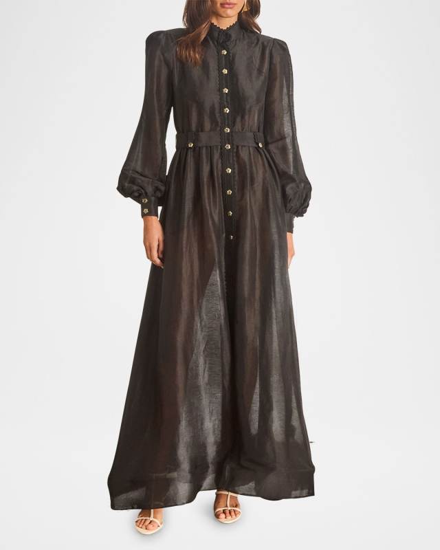 Tiana Linen-Silk Maxi Dress